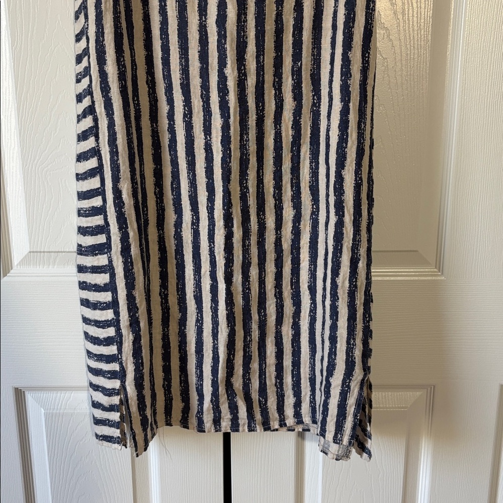 MARIE LA LUNE: 100% linen Made in Italy Striped Sleeveless Shirt Dress NWT - Picture 5 of 9